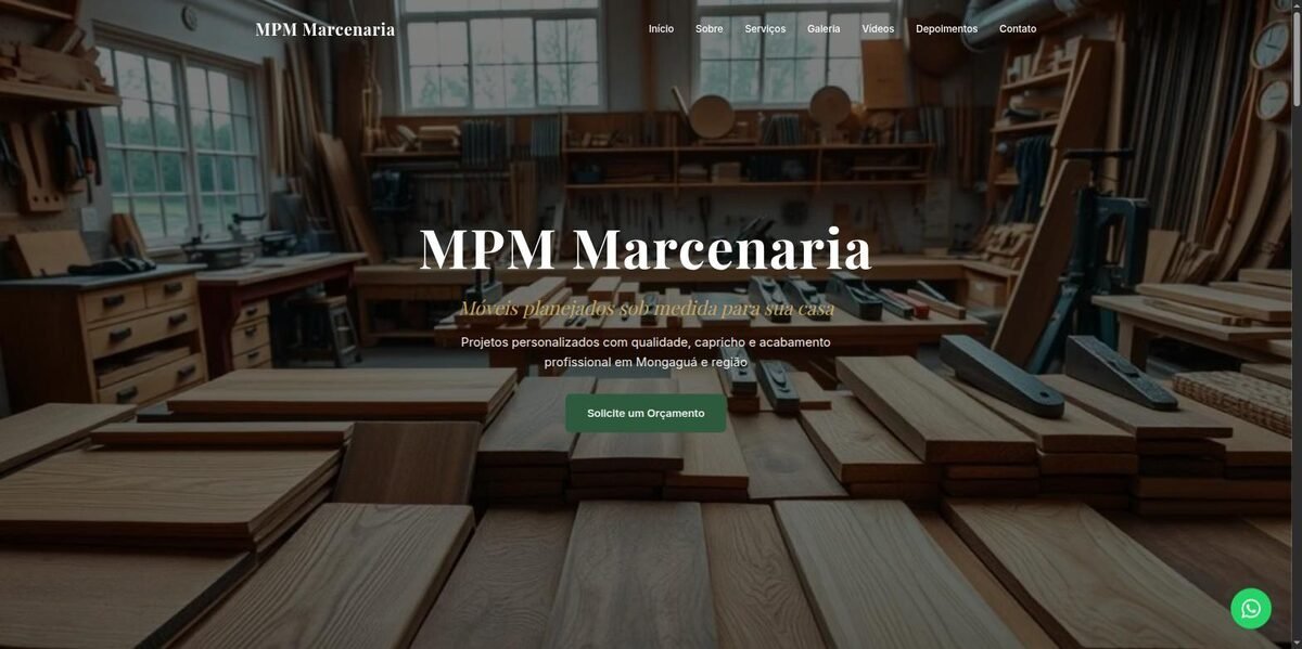 Site da MPM Marcenaria, criado pela ctrlsite