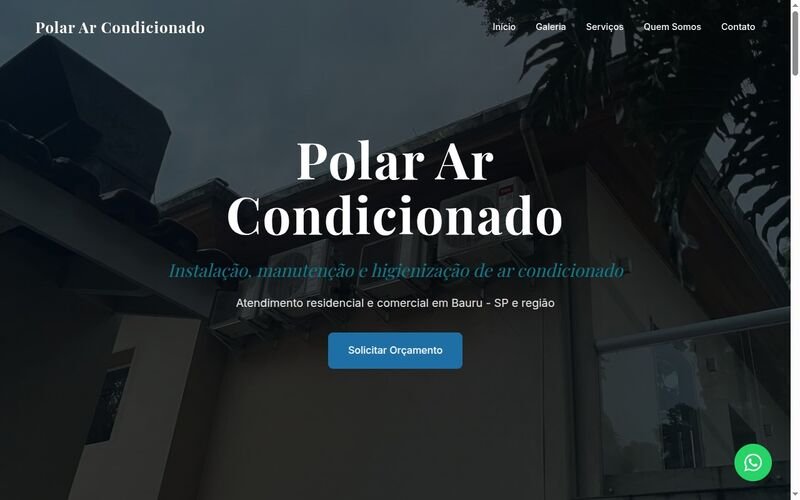 Site da Polar Ar Condicionado, criado pela ctrlsite