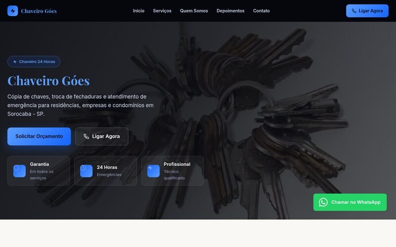 Site da Chaveiro Góes 24h, criado pela ctrlsite