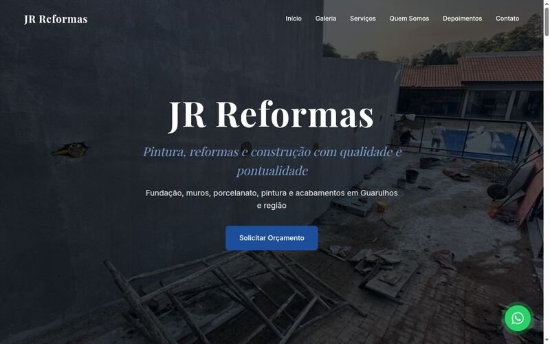 Site da JR Reformas, criado pela ctrlsite