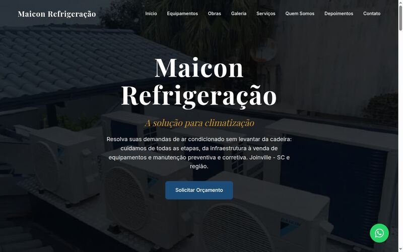Site da Maicon Refrigeração, criado pela ctrlsite