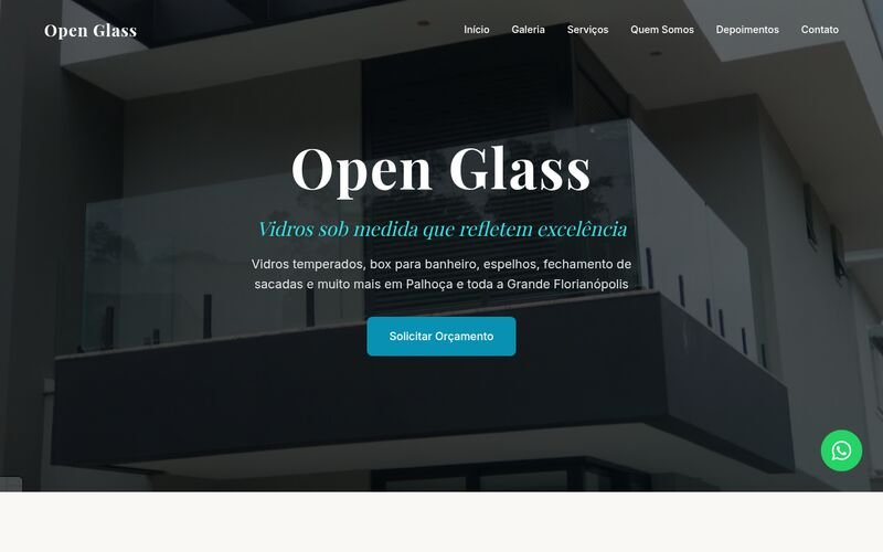 Site da Open Glass, criado pela ctrlsite